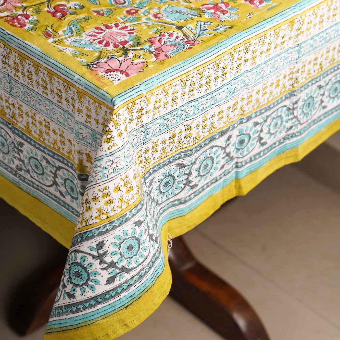 Mehandi - Hand Block Six seater Dining table cover