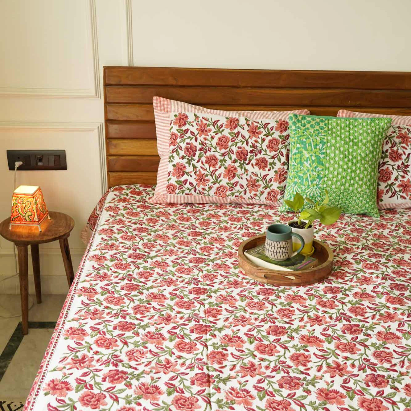 Gudhal - Hand block Bedsheet (108x108 Inches)