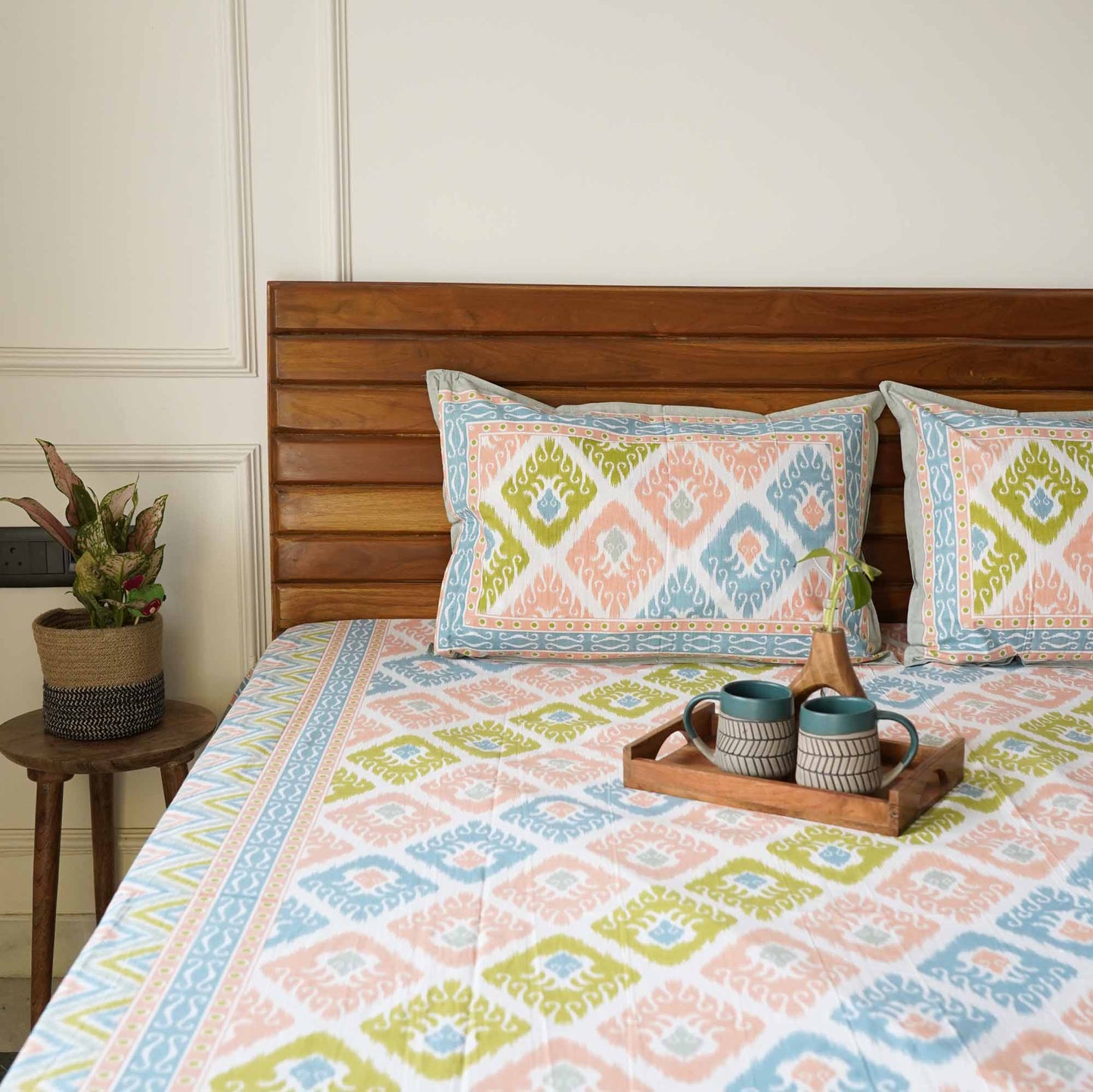 Ikkat Pastel - Flat/Fitted Bedsheet (90x108 Inches)