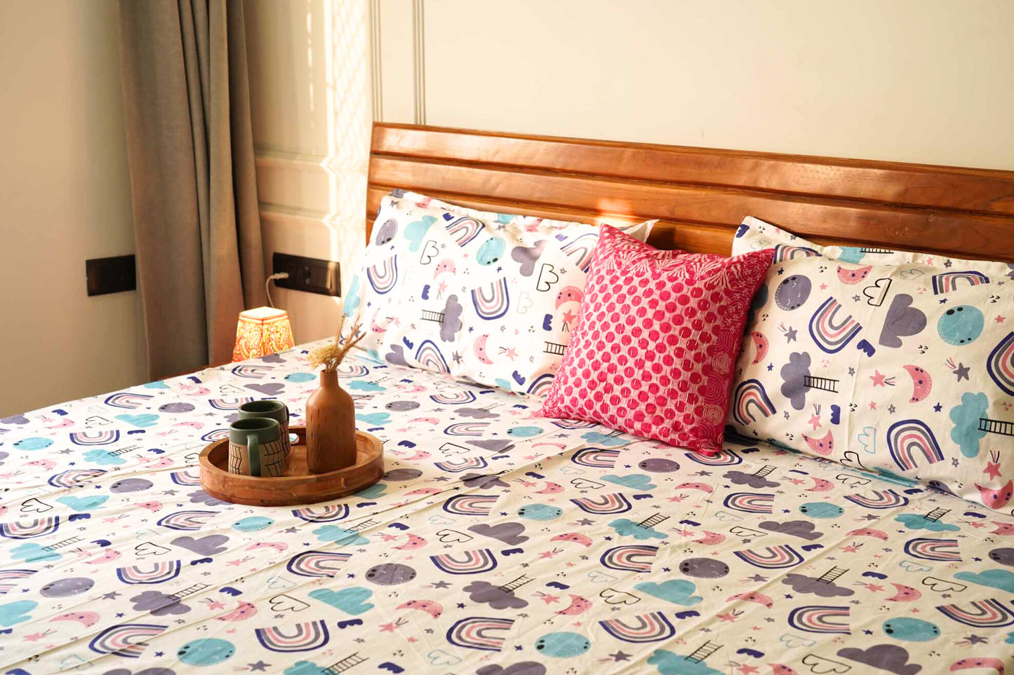 Purple Rainbow - Single Bed/ Double Bed Bedsheet (Single - 60 x 90 Inches, Double -90x100)