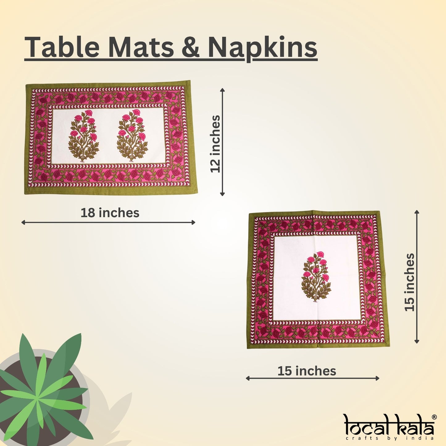 Gudhal - Set of 6 Table mats and 6 napkin