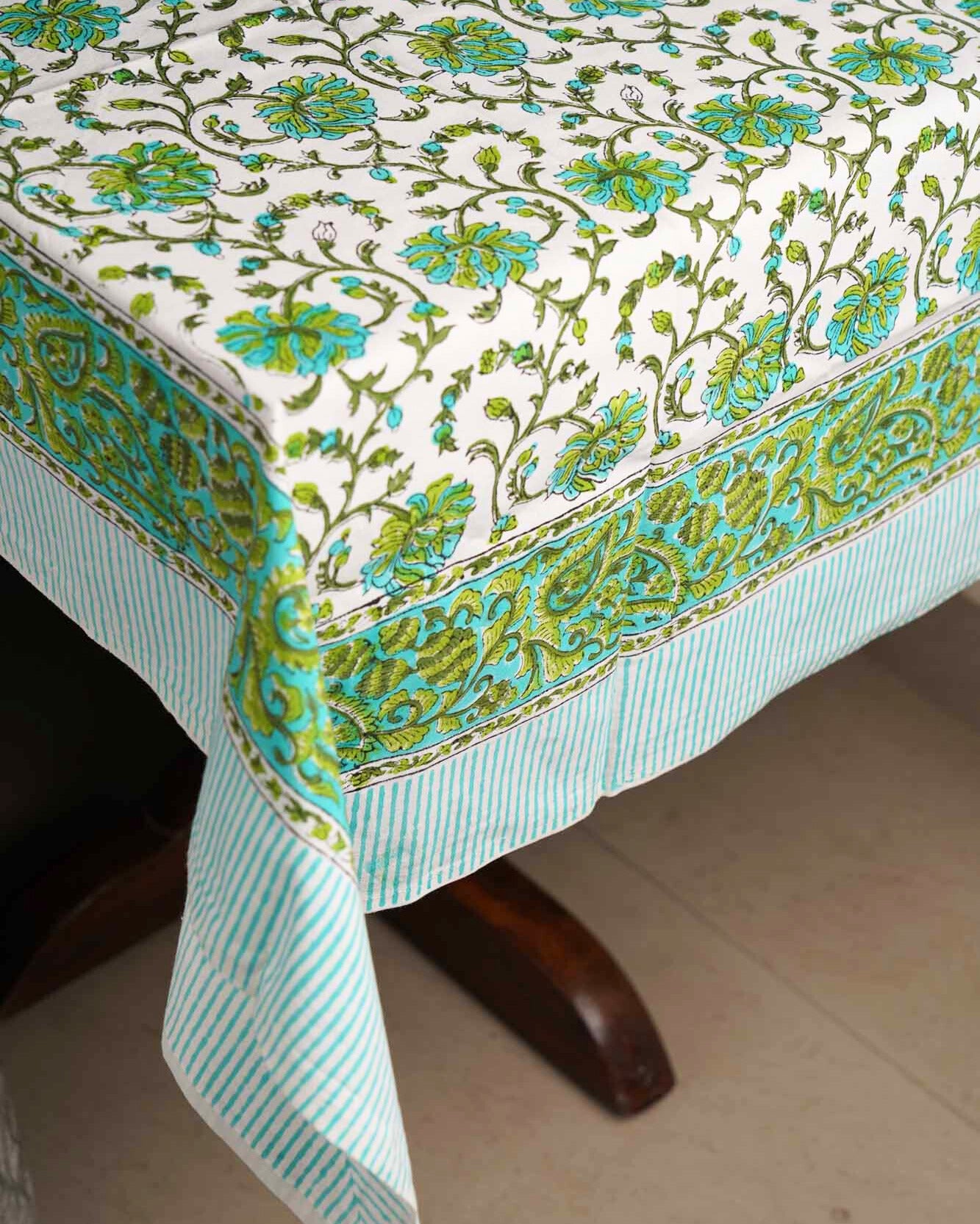 Jashn - E - Bahaaraa - Hand Block Six seater Dining table cover