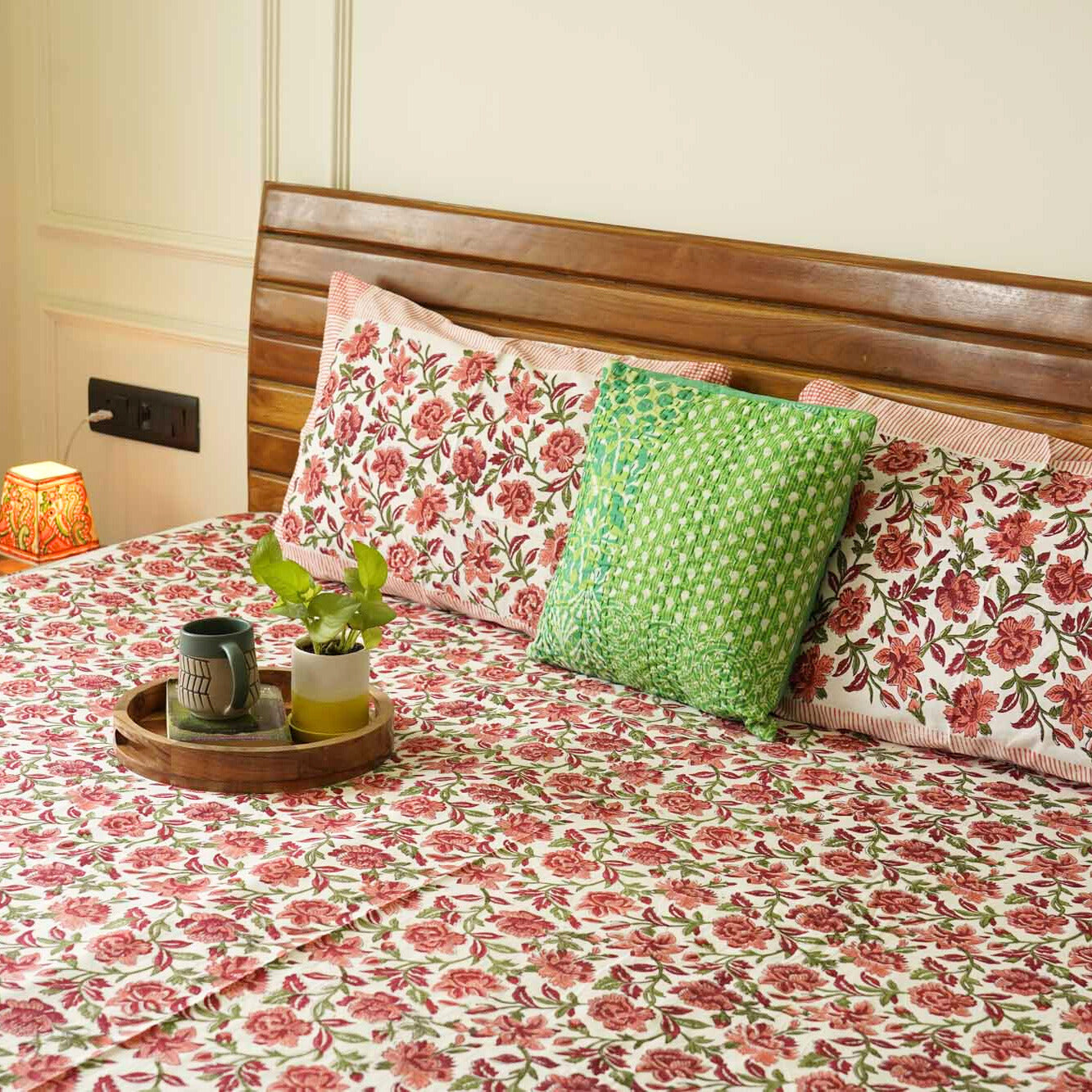 Gudhal - Hand block Bedsheet (108x108 Inches)