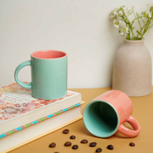 Gingerbread Espresso I Small Tea Cups - Green Pink