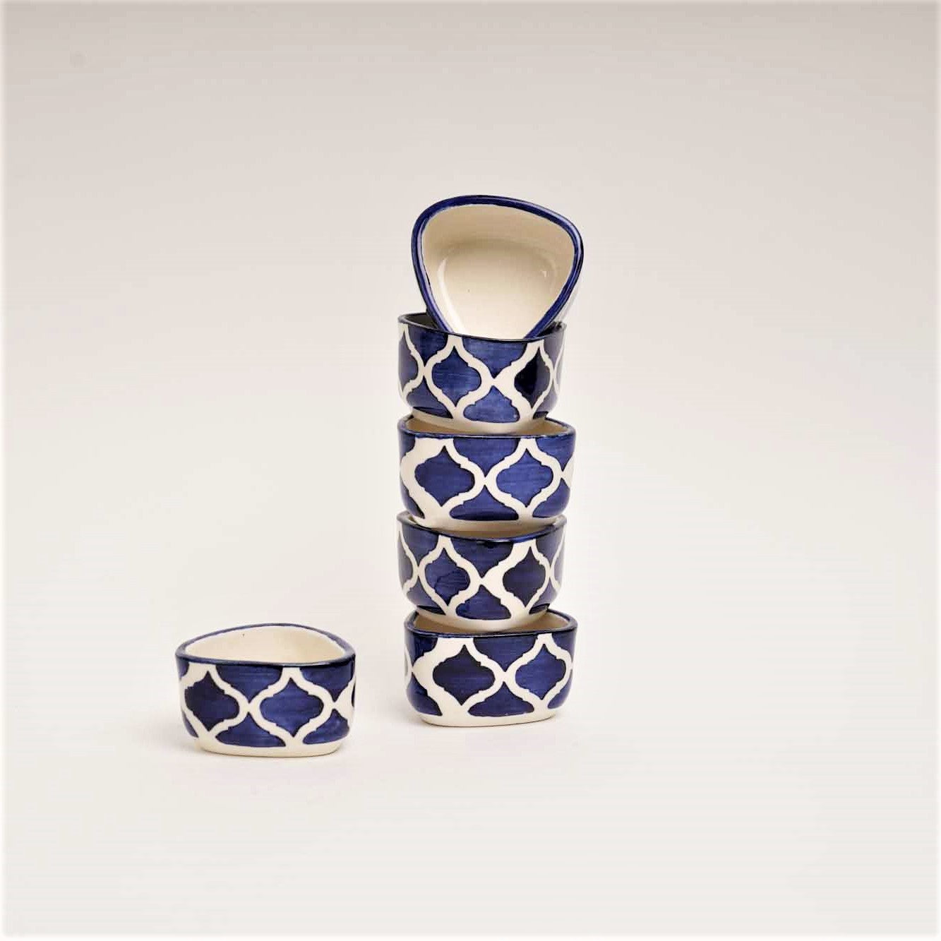 Moroccan Blue Dip Bowls - Triangular