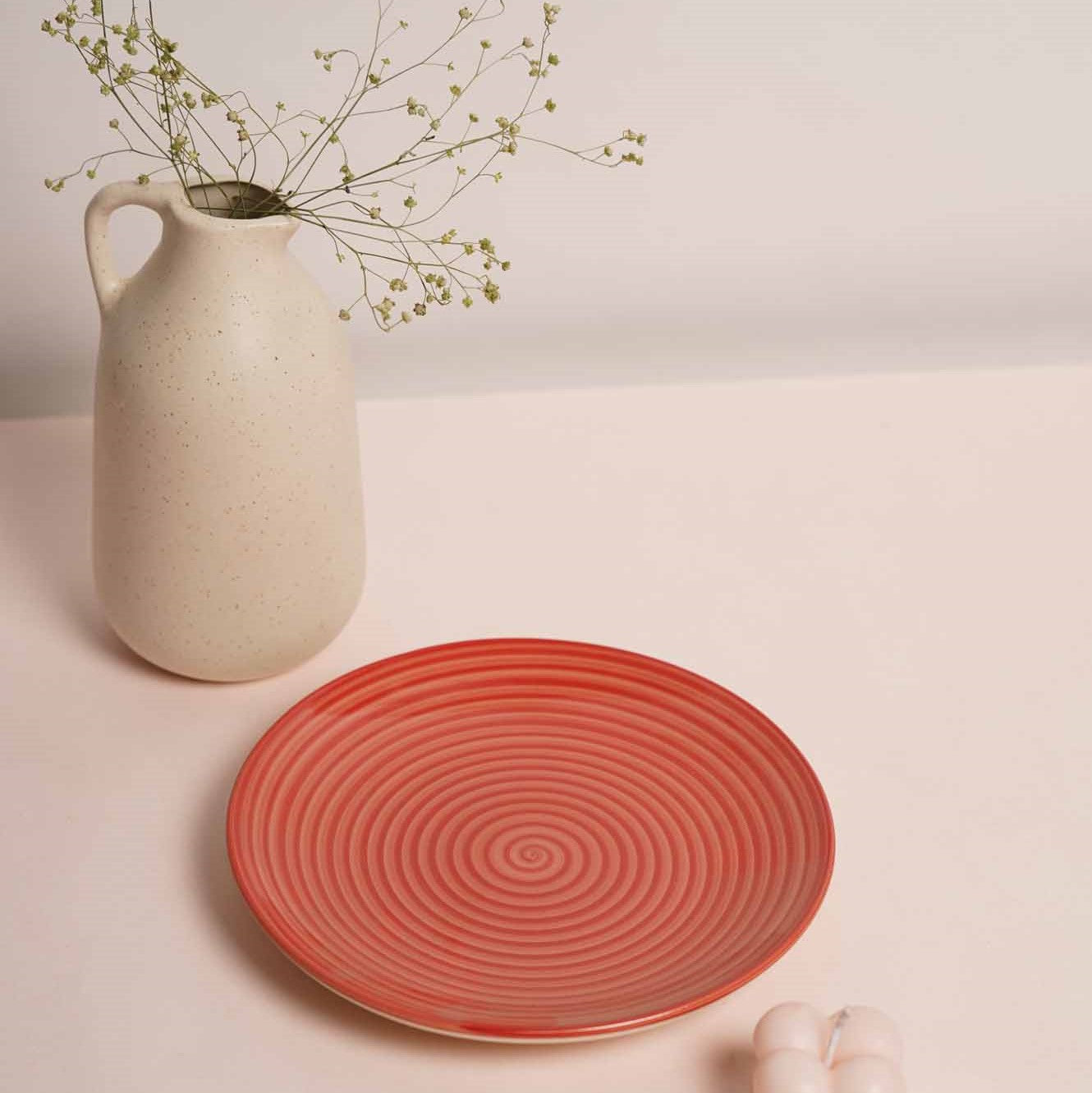 Red Swirl Dinner Plates - Set of 2